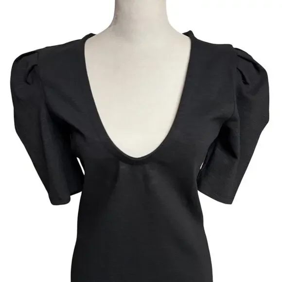 Free People Ellery Puff Sleeve Blouse NWT Black M - Picture 4 of 12